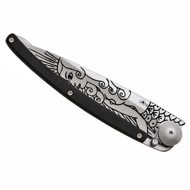 Deejo Tattoo Schließmesser ebony wood Mermaid