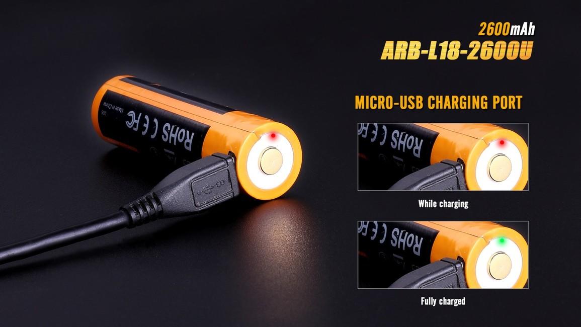 Fenix 18650 akku, 2600 mAh, li-ion