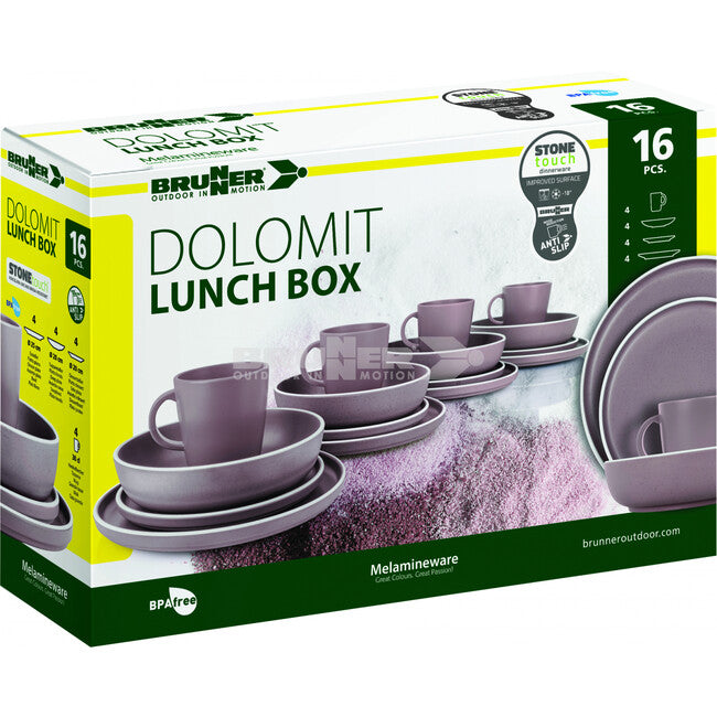 Brunner Lunch Box Dolomite Camping Dinnerware Set, Purple