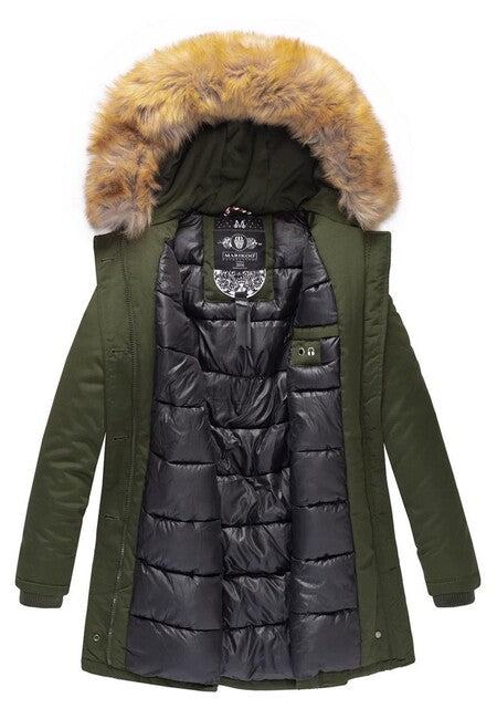 Marikoo Karmaa damen-winterjacke mit kapuze, oliv