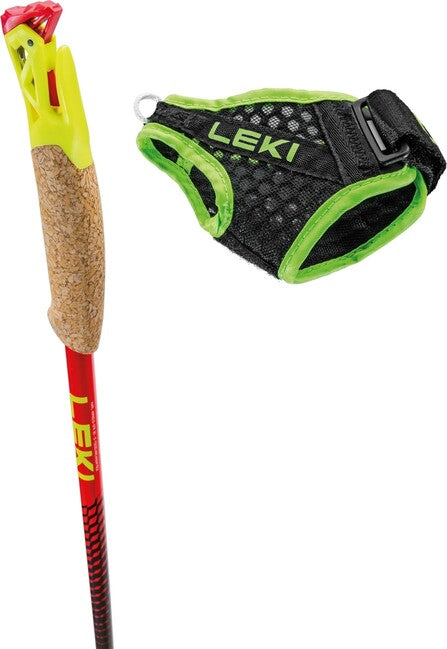 LEKI Vertical K Ραβδοί Trail Running, φυσικό ανθρακικό-φωτεινό κόκκινο-νέον κίτρινο