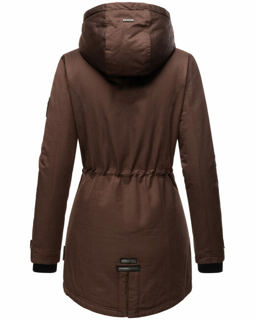 Navahoo Avrille damen winterjacke mit kapuze dunkel choco