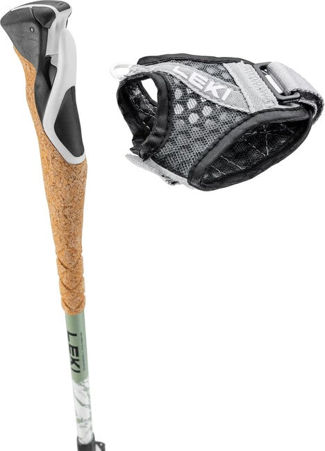 LEKI Cross Trail Carbon Σκανδιναβικές Ράβδοι Περιπάτου, Λευκό-Envy Πράσινο-Μαύρο, 100 - 135 cm