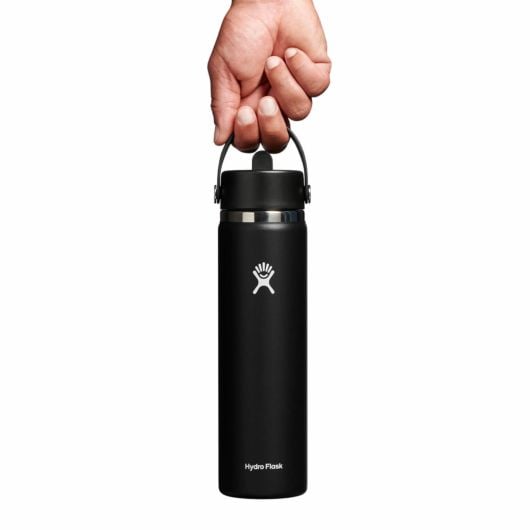Hydro Flask Wide Mouth Thermos Bottle with Straw Cap 710 ml 24, Black