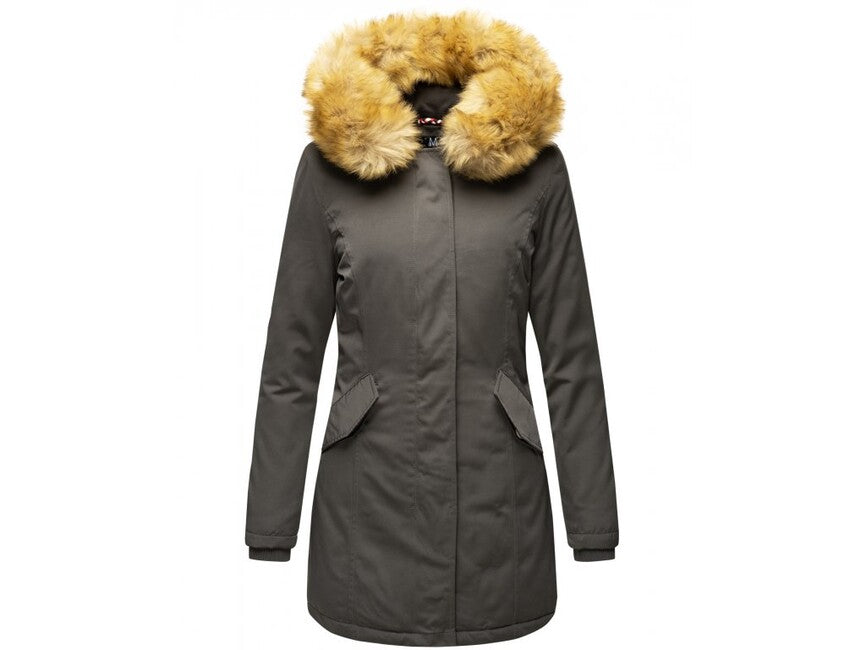 Marikoo Karmaa damen-Winterjacke mit Kapuze, anthrazit