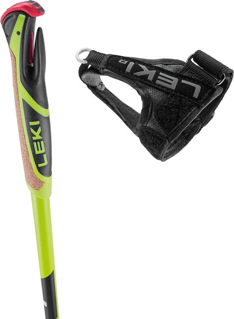 LEKI CC 450 Running Ski Poles, Neon Yellow/Black-White