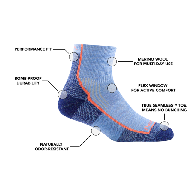 Darn Tough Hiker 1/4 Lightweight Cushion Socks, Berry