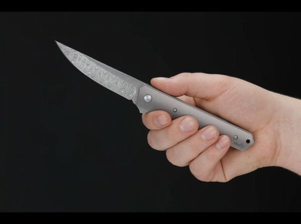 BÖKER Kwaiken Flipper 9 cm Pocket Knife, Damascus Titanium