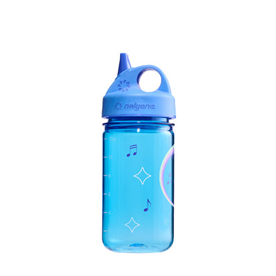 Nalgene Grip-n-Gulp Sustain Water Bottle 0.35L with Cap, Blue, Musical Hippo