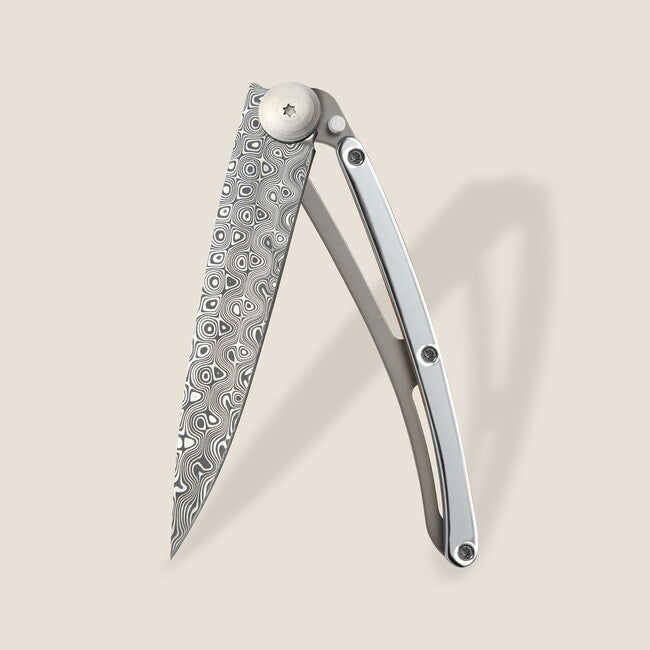 Deejo Exception Folding Knife, White Gold