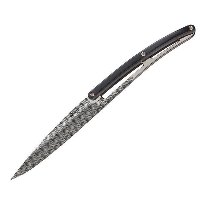 Deejo Set of 6 Knives Polished Blade Black ABS Handle Geometry Design