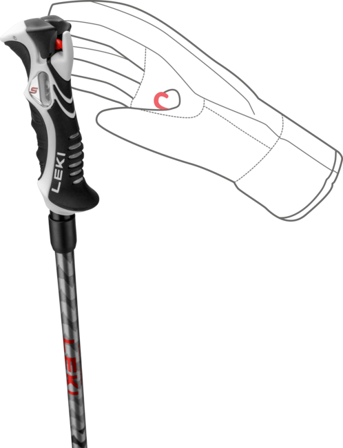 LEKI Hot Shot S Ski Poles, Black Anodized-Grey Anodized-Bright Red