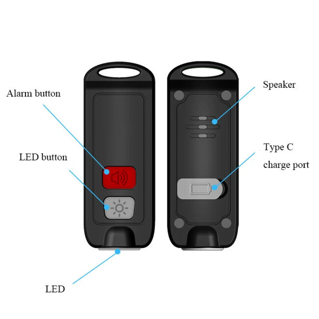 W&G SHIELD SOS Personal Alarm with LED Light and Activation Button, Navy Blue