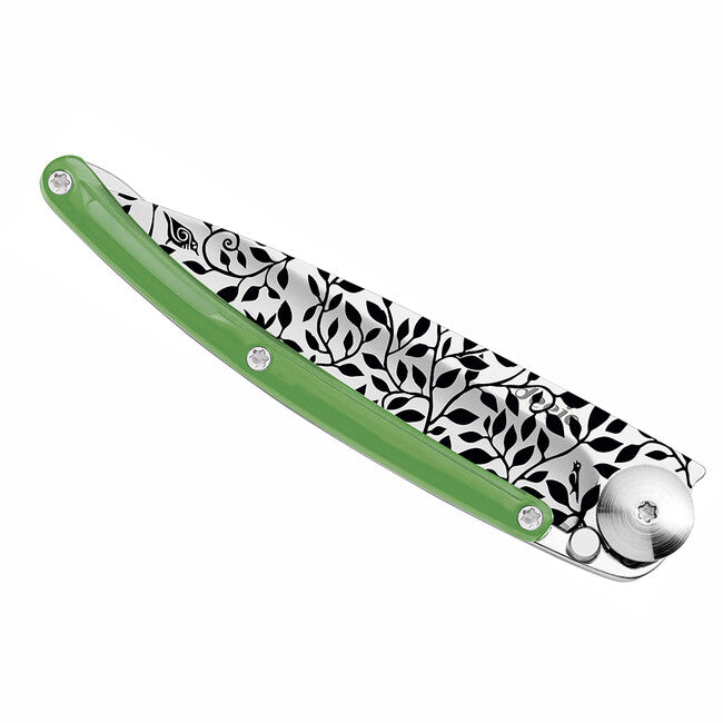Deejo Tattoo Folding Knife, Green Nature