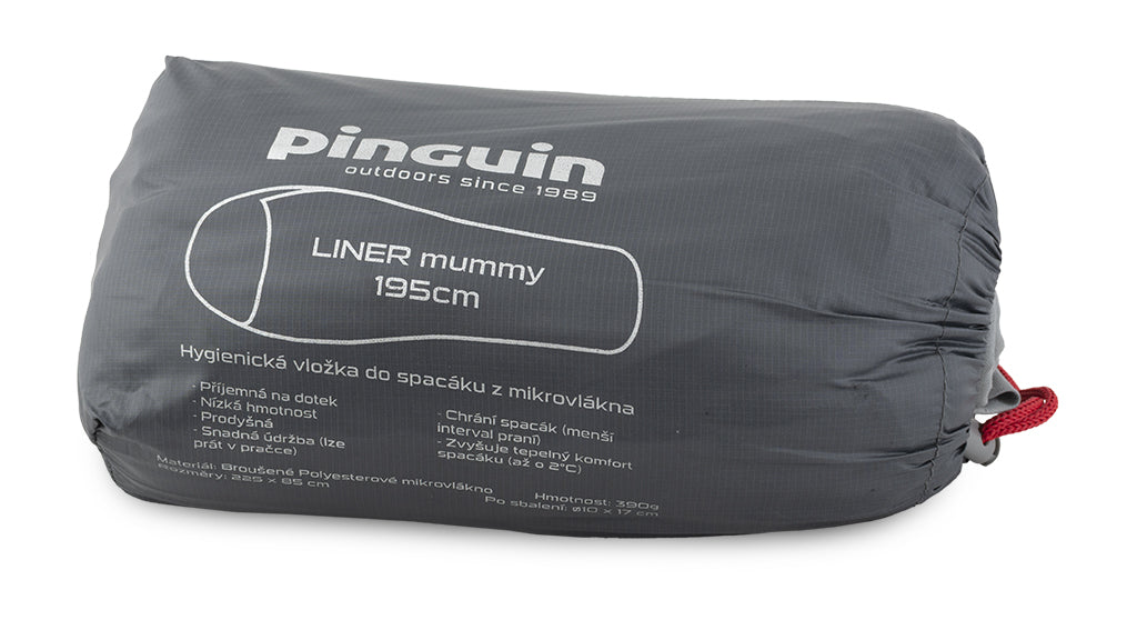 Pinguin Hygienical Sleeping Bag Liner Mummy Grey 175cm