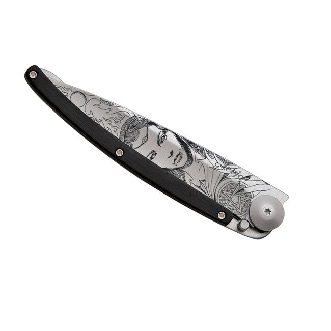 Deejo Fantasy Succubus Folding Knife, Ebony Wood