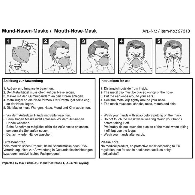 MFH Disposable Face Mask, 3-Layer, with Elastic Straps