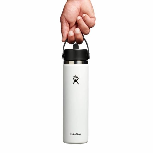 Hydro Flask Wide Flex Straw Cap Breite Thermosflasche mit Mundstück 24 OZ, weiß