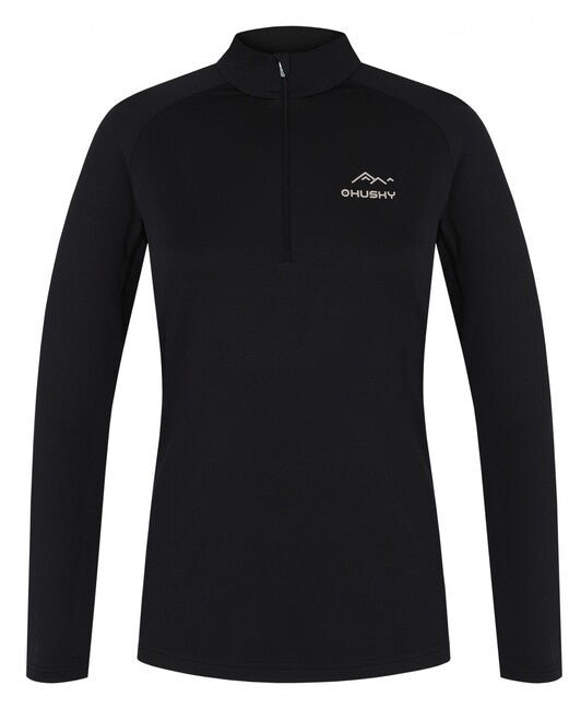 HUSKY Tromi Zip θερμικό μπλουζάκι γυναικείο με φερμουάρ, μαύρο