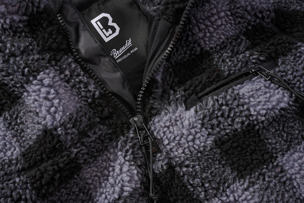 Brandit Teddyfleece Troyer fleecejacke, schwarz/grau