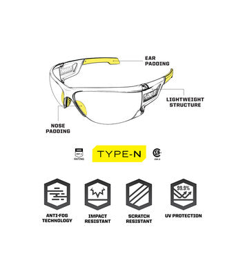 Mechanix Tactical Glasses Type N, Amber Frame, Amber Lens