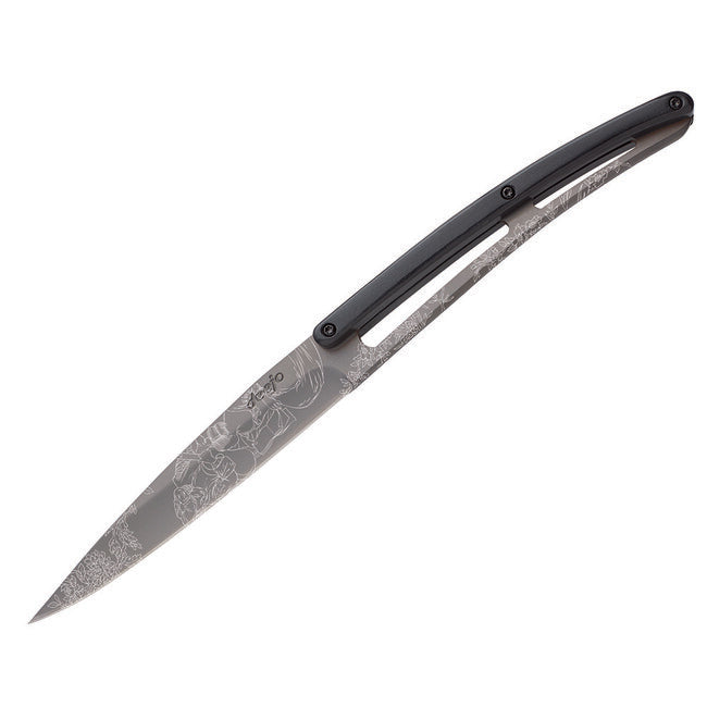 Deejo Set of 6 Knives, Grey Titanium Blade, ABS Handle, Toile de Jouy Design