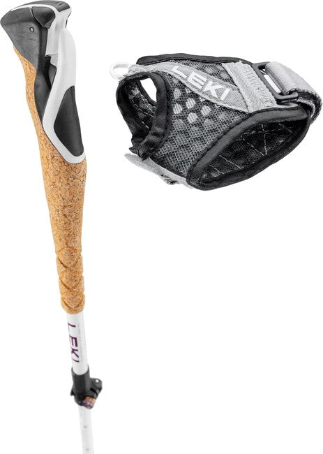 LEKI Cross Trail FX Superlite Compact Trekking Poles, White-Pink-Black, 100-120 cm