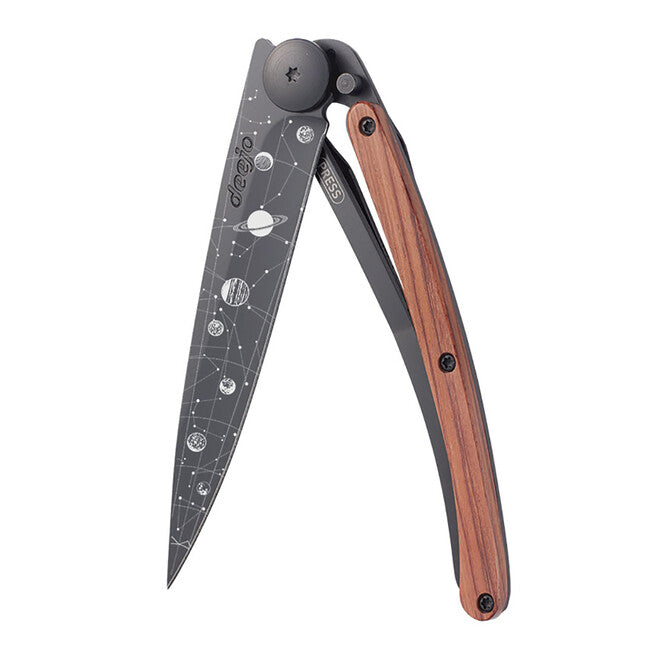 Deejo Tattoo Folding Knife Astro Black Coralwood