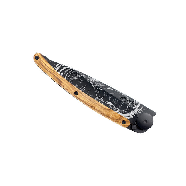 Deejo Gemini Μαχαίρι Αναδιπλούμενο Tattoo Black Ξύλο Ελιάς
