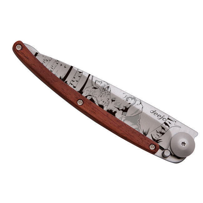 Deejo Nature Folding Knife Coralwood Hunting Day