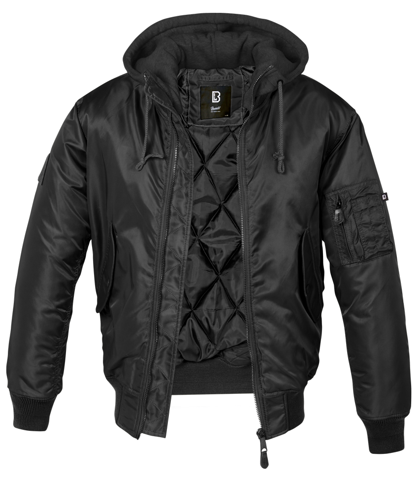 Brandit MA1 Hooded bomber bunda, čierna
