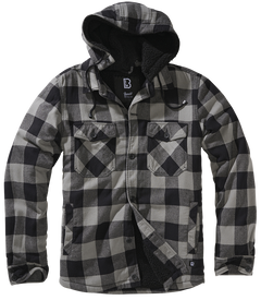 Brandit Lumber Jacke mit Kapuze, schwarz+charcoal