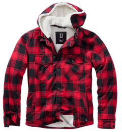 Brandit Lumberjacket Jacke mit Kapuze, rot-schwarz
