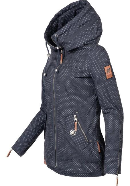 Navahoo Wekoo damen Übergangsjacke mit Kapuze, Navy gepunktet