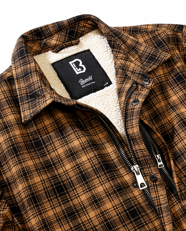 Brandit Classic Sherpa bunda, camel-čierna