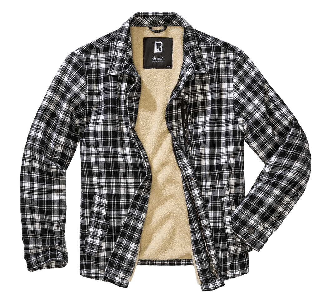 Brandit Classic Sherpa bunda, biela-čierna