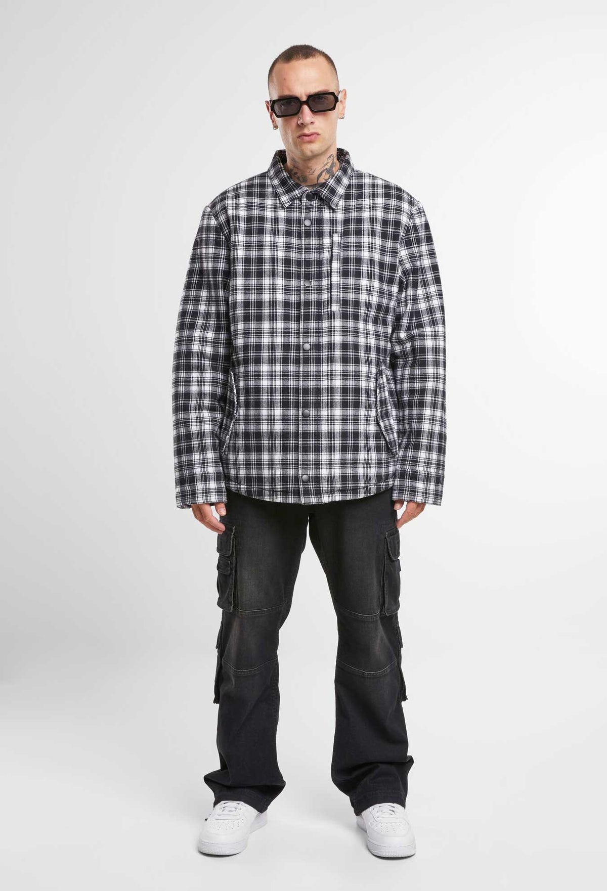 Brandit Classic Sherpa bunda, biela-čierna