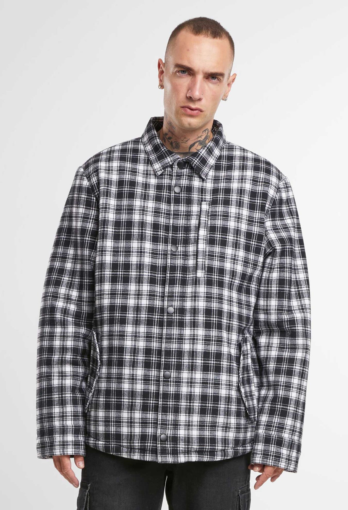 Brandit Classic Sherpa bunda, biela-čierna