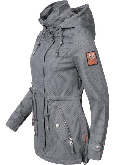 Marikoo Nyokoo gepunktet damen-Übergangsjacke mit Kapuze, Dark Grey