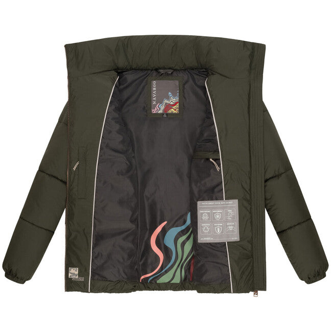 Navahoo Schokolinaa damen kurze winterjacke, oliv