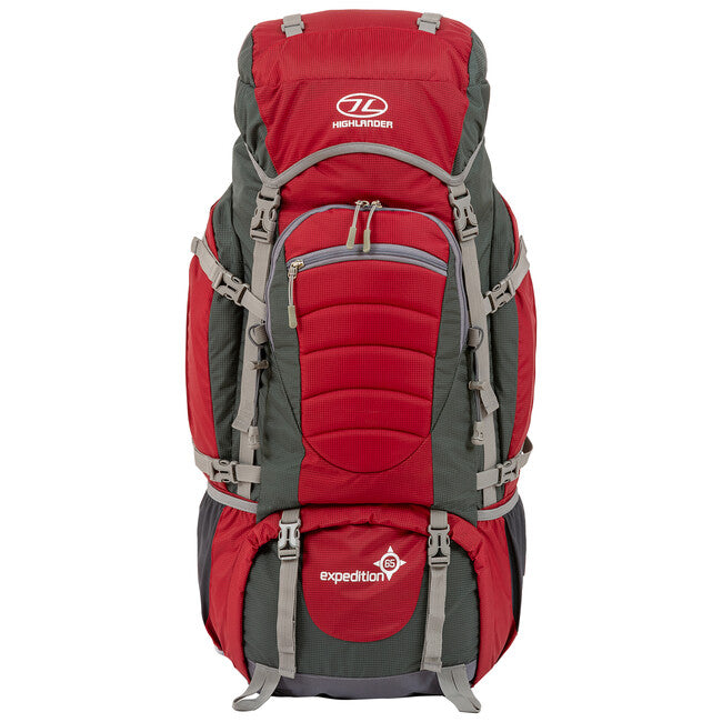 Highlander Expedition Backpack 65L, Red