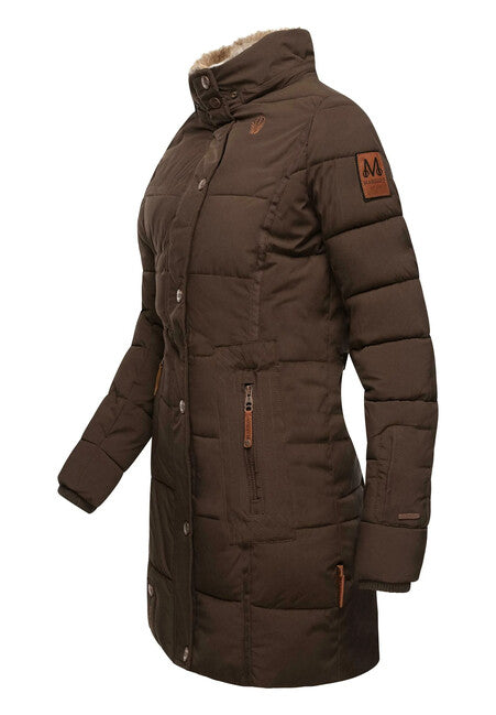 Marikoo Lieblings Jacke damen-Winterjacke mit Kapuze, dark brown