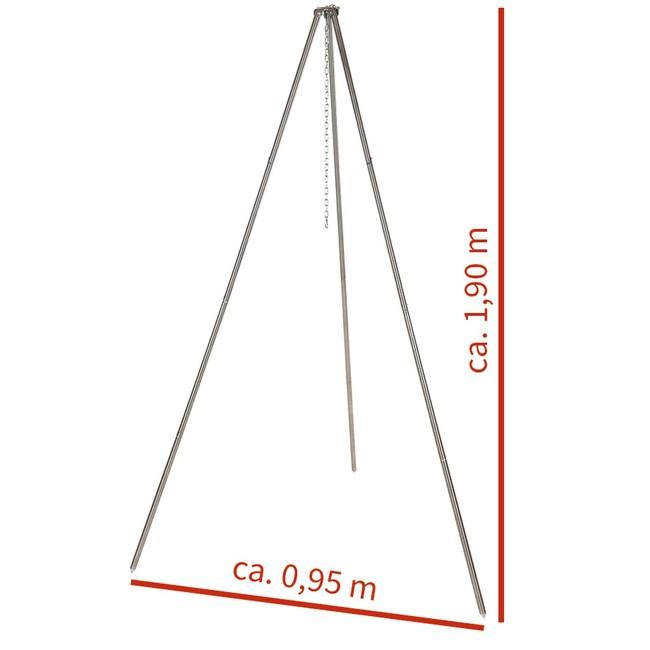 MFH Folding Stainless Steel Tripod with Chain, 1.9m
