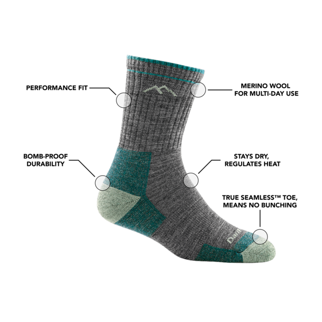 Darn Tough Hiker Micro Crew Socks, Medium Weight Cushioned, Plum Heather