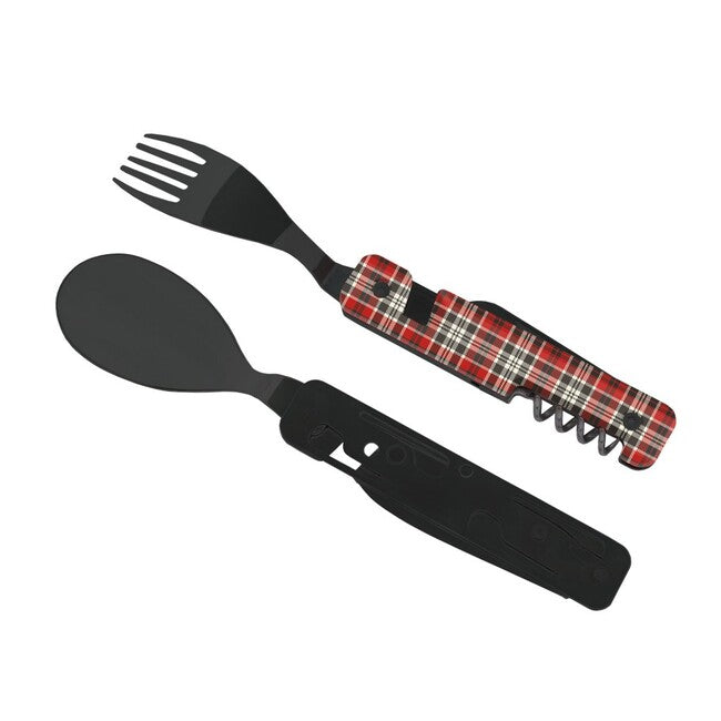 Akinod A02B00012 Multifunction Set 13h25, Black Mirror Finish, Red Tartan