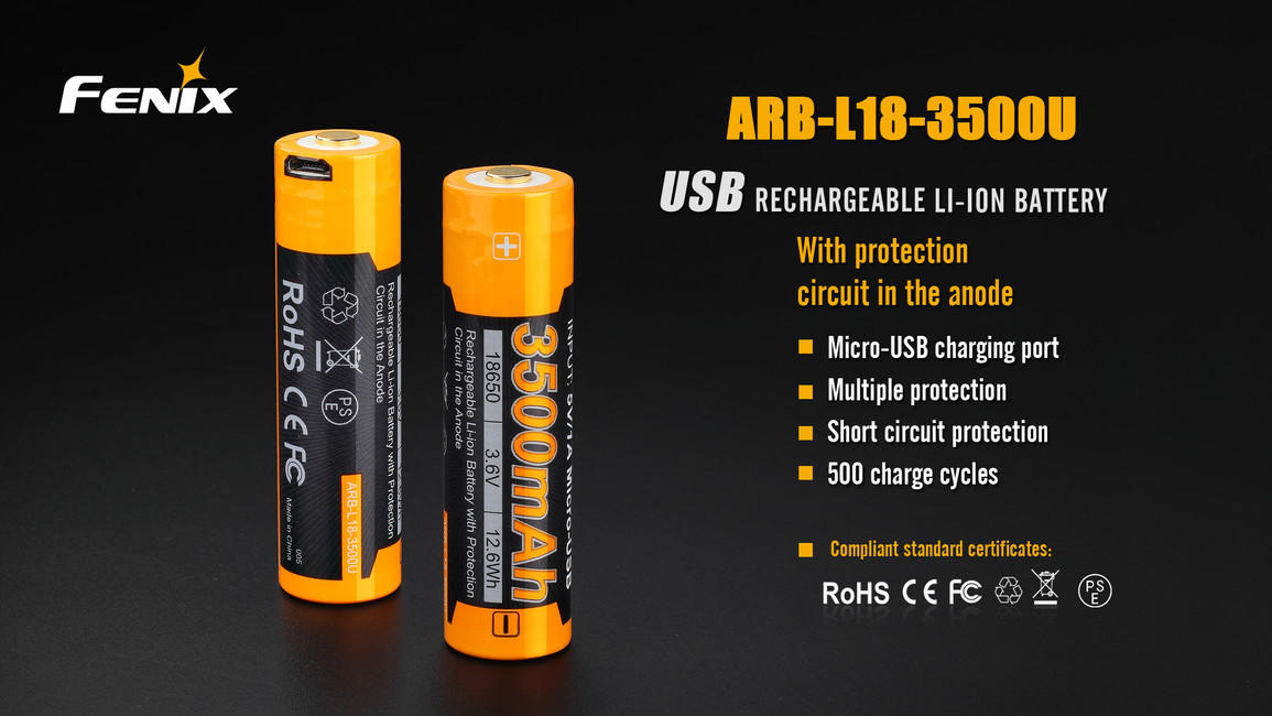 Fenix 18650, 3500 mAh, Li-Ion