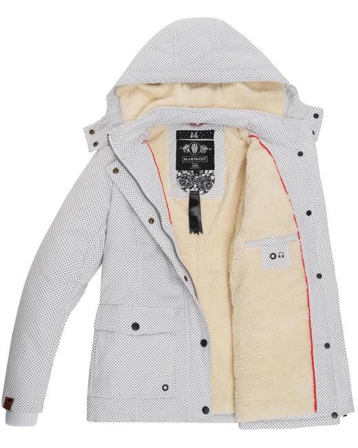 Marikoo KEIKOO damen-Winterjacke mit Kapuze, weiß gepunktet