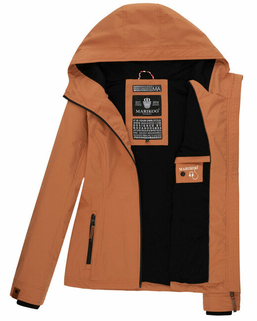 Marikoo BROMBEERE damen-Übergangsjacke mit Kapuze, rusty cinnamon