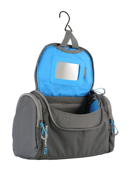 Lifeventure Holdall Nylon Wash Bag with Removable Mirror, Grey
