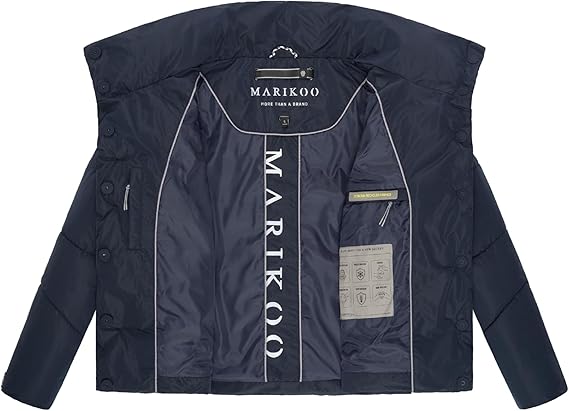 Marikoo Jalliaa damen kurze Winterjacke mit hohem kragen, navy blue